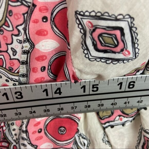Tommy Bahama Silk Blend‎ Bohemian Hippie Peasant Blouse Size XS Pink Print Boho - Picture 13 of 16